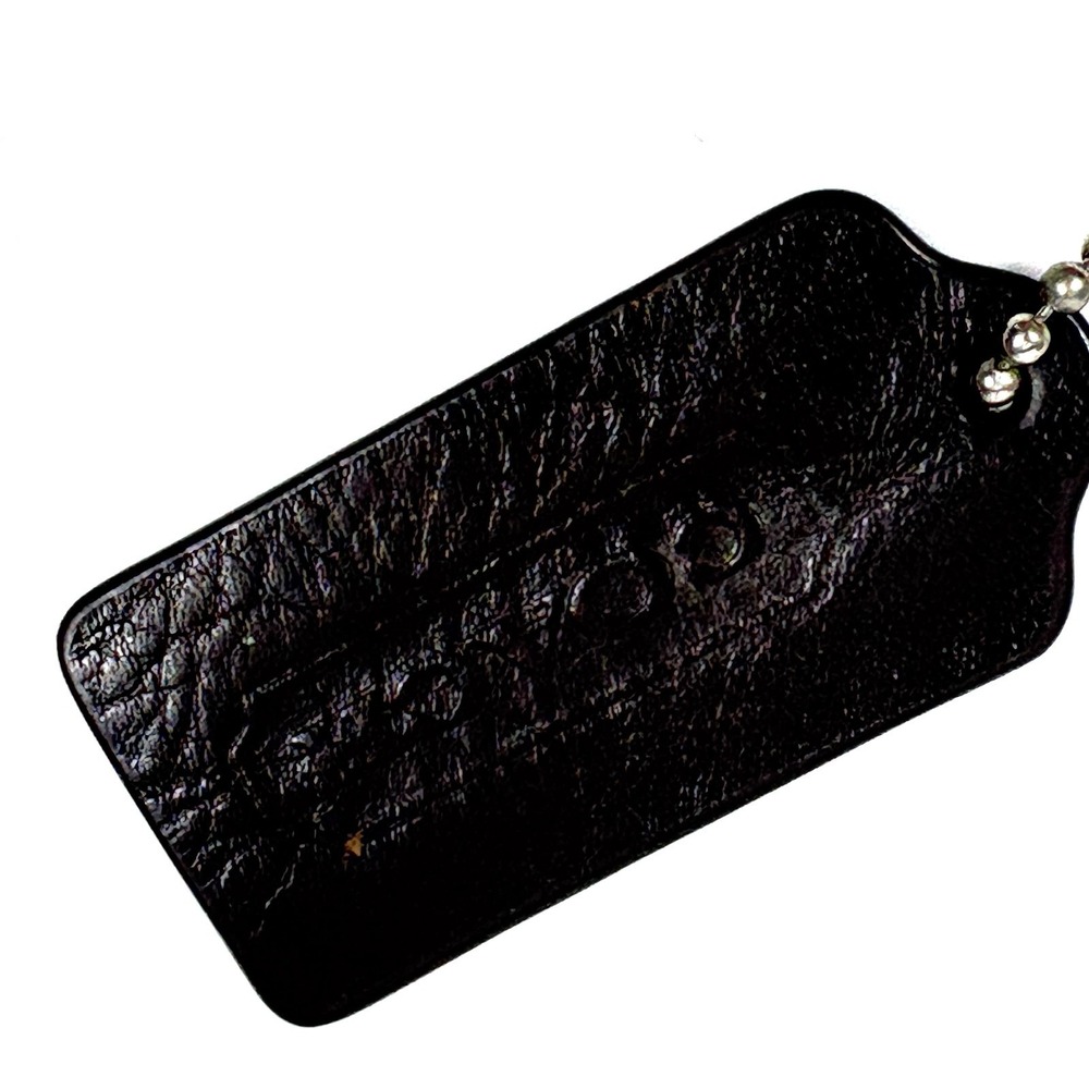 VTG Y2K Coach Double Sided Leather Bag Charm Brown Hang Tag Key Chain Fob Rplc - Picture 3 of 7